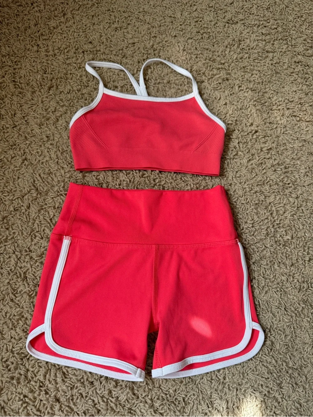 DSG active wear set- High-Waist Athletic Shorts with White Trim